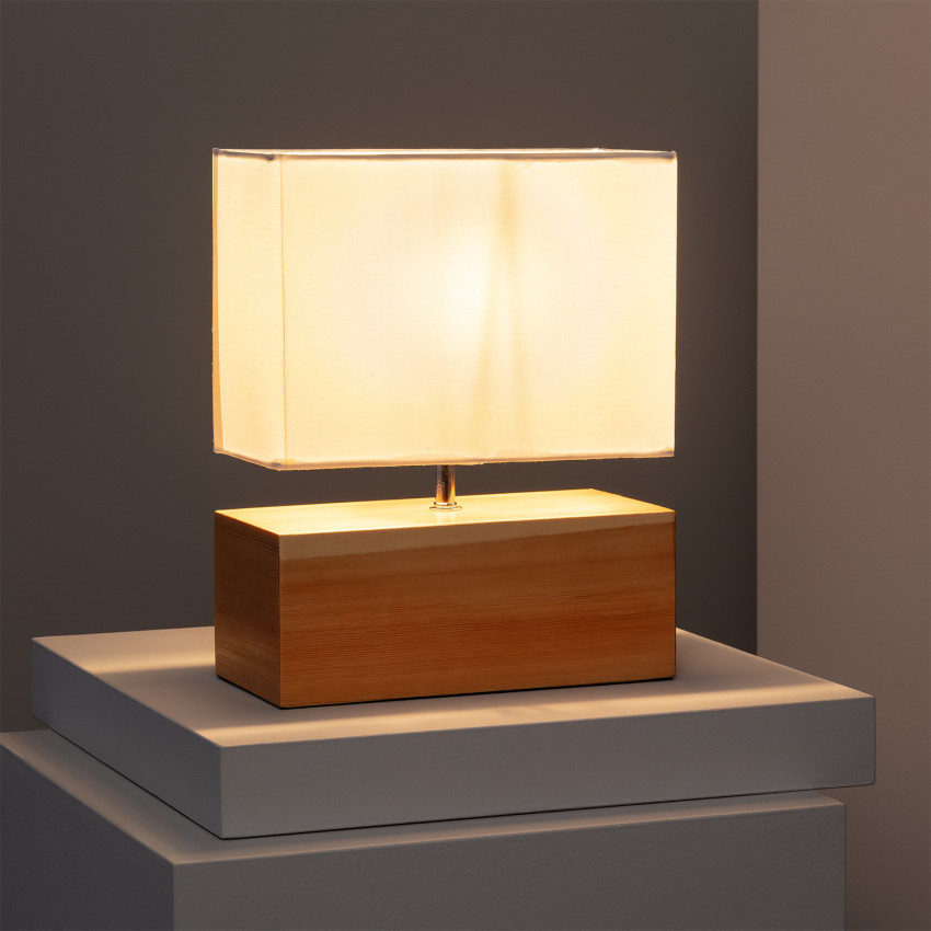 [UK] Lámpara de Mesa de Madera y Tela Divel ILUZZIA
