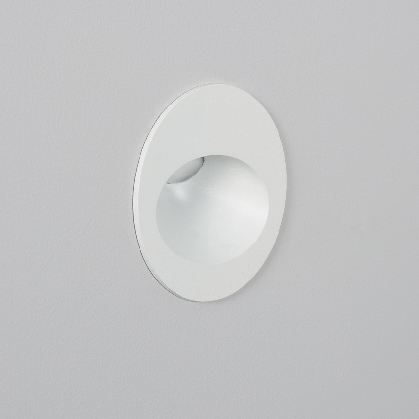 Coney 3W White Round Recessed Outdoor Wall Light 