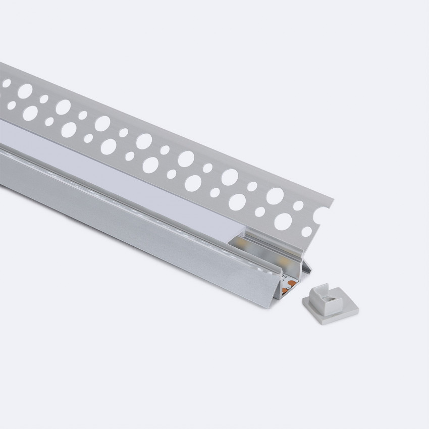 2m Aluminium Profile for Plasterboard Recess Corner for LED Strips up to 9mm