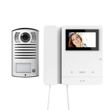 2 House 2 Wires Video Door Entry Kit with LINEA 2000 Panel and 2 Monitors TEGUI 378122 - White