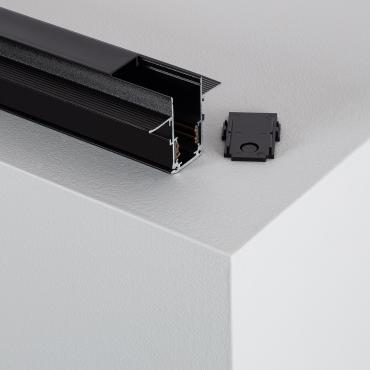 2m 48V Recessed Single Circuit Magnetic Track 20mm - Black