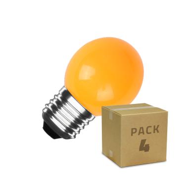 Pack of 4u  E27 G45 3W LED Bulbs in Orange 300lm - Orange