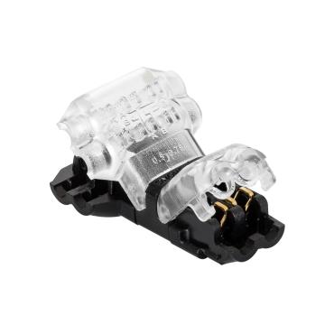 T-Type 2 Pole Connector with 0.5mm Unwrapped Cable for IP40 LED Strips - Monochrome