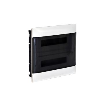 LEGRAND 135052 Practibox S Flush-mounted Box for Conventional Partition walls 2x12 Modules Transparent Door - White