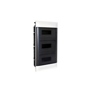 LEGRAND 135073 Practibox S Flush-mounted Box for Prefabricated Partition Walls 3x12 Modules Transparent Door - White