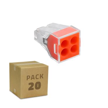 Pack 20 Quick Connectors 4 Inlet 0.75-2.5 mm² - Orange