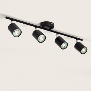 Albus Black 4 Spotlight Metal Directional Ceiling Lamp - Black