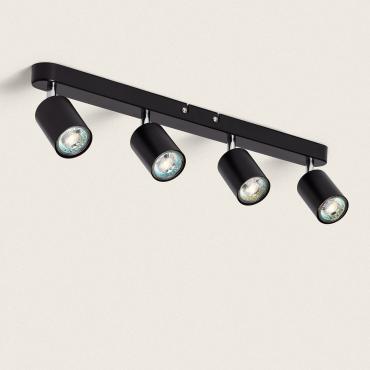 Albus Black Large 4 Spotlight Metal Directional Ceiling Lamp - Black