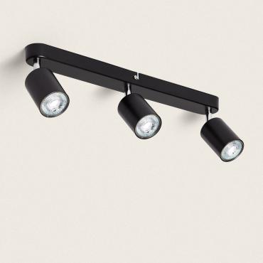 Albus Black Large 3 Spotlight Metal Directional Ceiling Lamp - Black