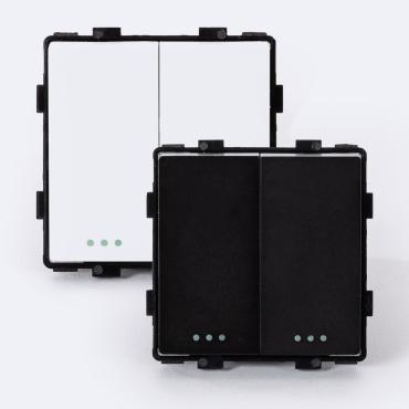 Modern Double Push Button Switch - White