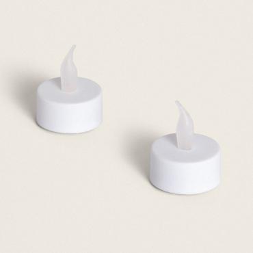 Pack of 2 Hobbey Mini LED Candles Battery Operated - White