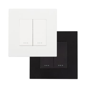 Double Pushbutton Switch with PC Modern Frame - White