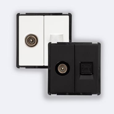 TV Male Socket + Modern Telephone - White