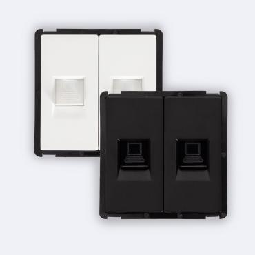RJ45 Cat 6 Double Internet Module Modern Socket - Black