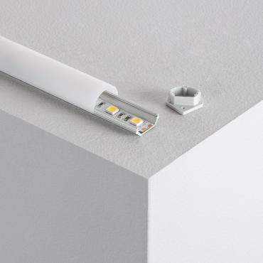 1m Aluminium Corner Profile with Round Cover for LED Strips up to 10 mm - Translucent Lid