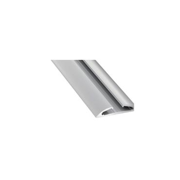 2m Grey Semicircular Surface Aluminium Profile for Double LED Strips up to 12 mm - Transparent Lid