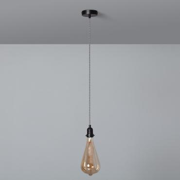 Pendant Lamp Holder with Lampholder Black & White Textile Cable - White / Black