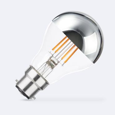6W B22 A60 Chrome Reflect  Filament LED Bulb 600lm - No Flicker