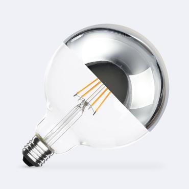 8W E27 G125 Chrome Reflect Filament LED Bulb 800lm - No Flicker