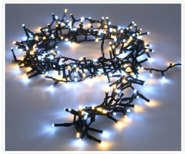 Ghirlanda da Esterno LED Cavo Nero Bianco Caldo/Freddo 36m Grappolo Nero