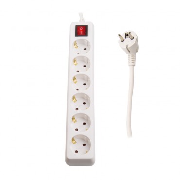 Ciabatta Multipla 6 Prese Tipo F Schuko 5m Bianco