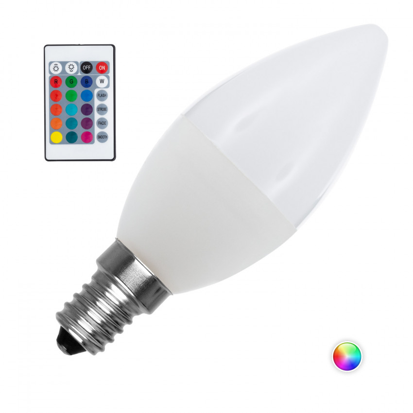 Lampadina LED E14 Regolabile RGBW C37 4.5W