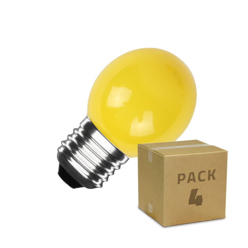 Pack 4 Lampadine LED E27 G45 3W Giallo