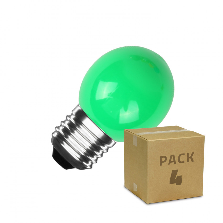 Pack 4 Lampadine LED E27 G45 3W  Verde