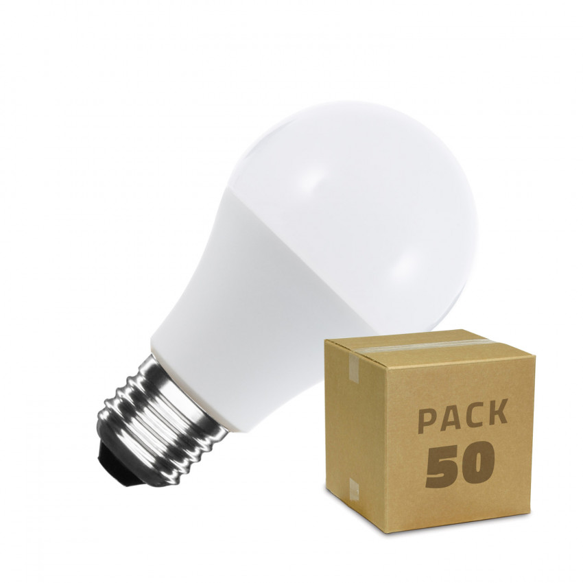 Box da 50 Lampadine LED E27 A60 12W Bianco Caldo