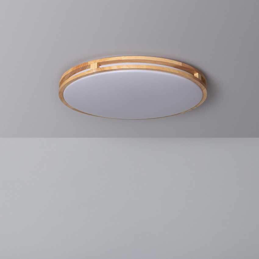 Plafoniera LED 20W Circolare Legno Ø405 mm CCT Selezionabile Donati 