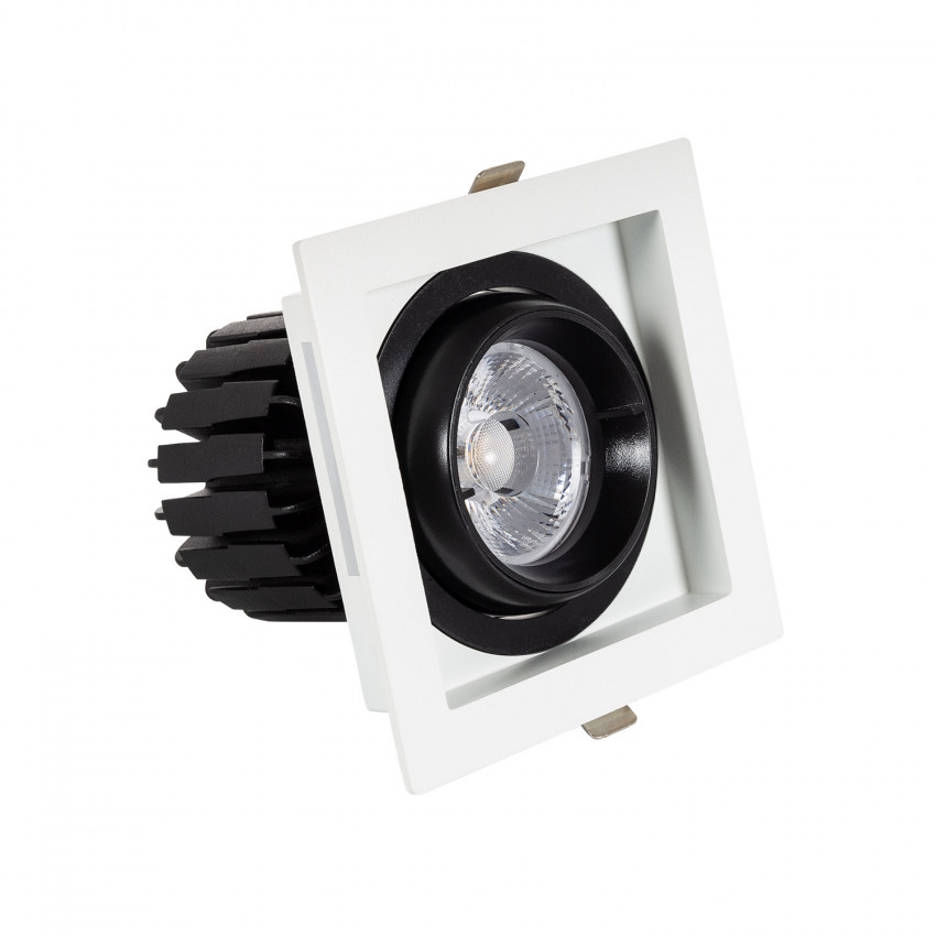 Faretto Downlight LED 12W COB Orientabile 360º Quadrato Foro 100x100mm CRI90 Expert Color No Flicker 