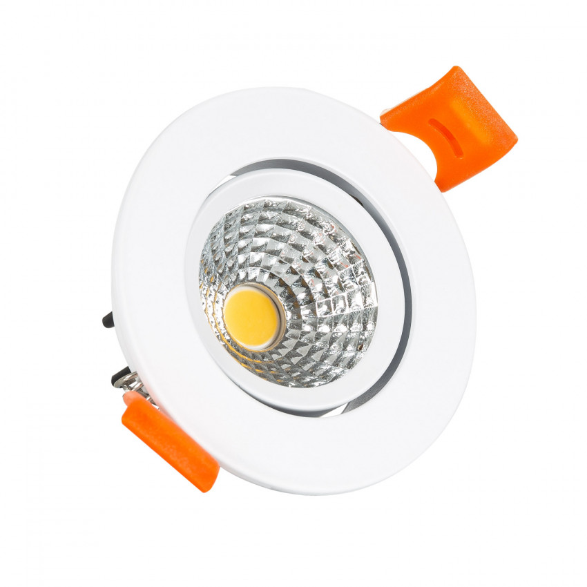 Faretto Downlight LED 5W COB Orientabile Circolare Bianco Foro Ø 70mm CRI92 Expert Color