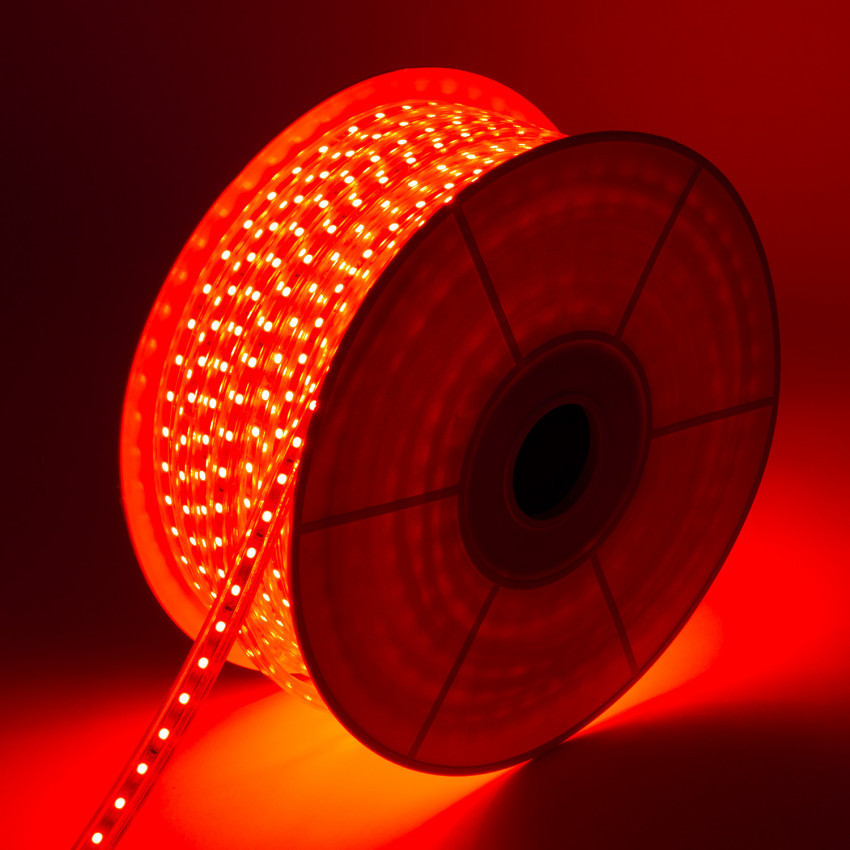 Bobina Striscia LED Regolabile 220V AC 100 LED/m 50m Rosso IP67 Taglio ogni 25cm