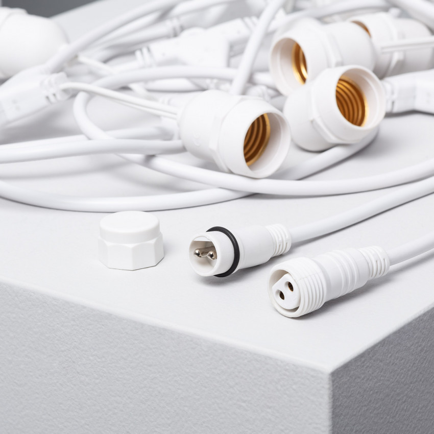 Ghirlanda Waterproof IP65 con 8 Portalampade E27 5.5m Bianco