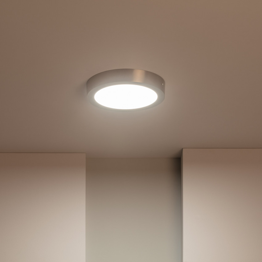 Plafoniera LED Rotonda 18W Cornice Argento