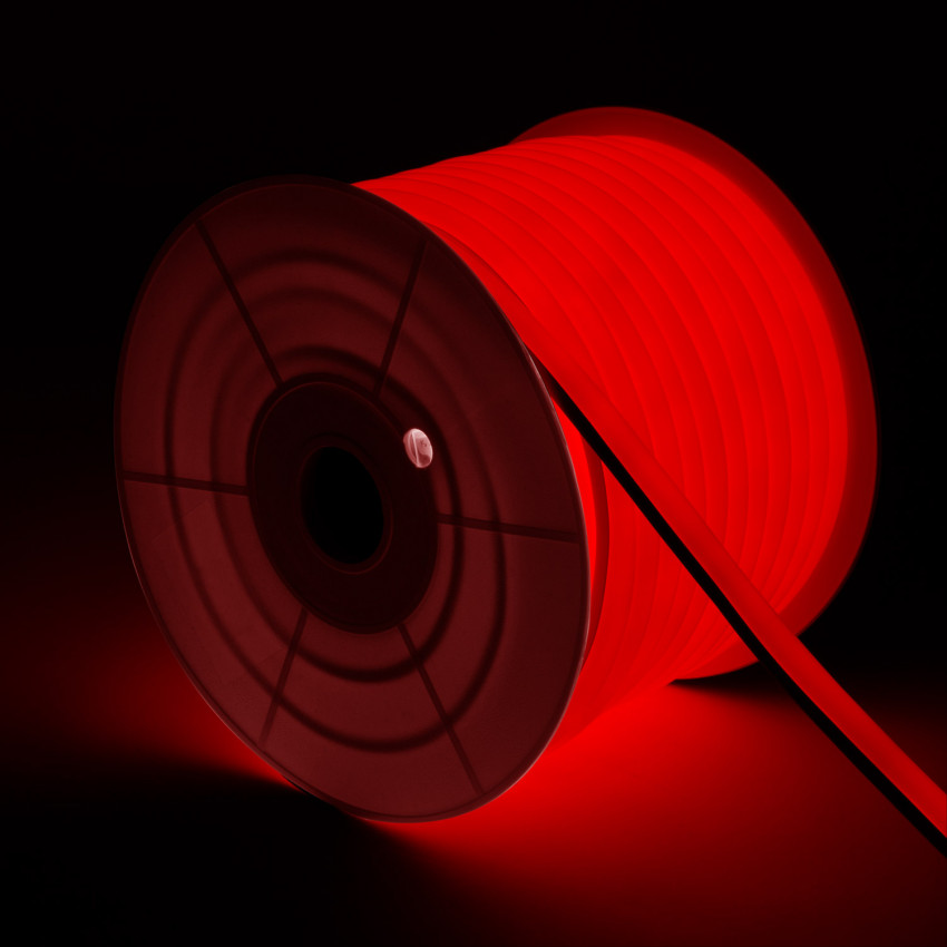 Bobina Striscia LED Neon 7.5W/m Dimmerabile 220V AC 120 LED/m Semicircolare 180º Rosso IP67 Taglio ad ogni 100cm