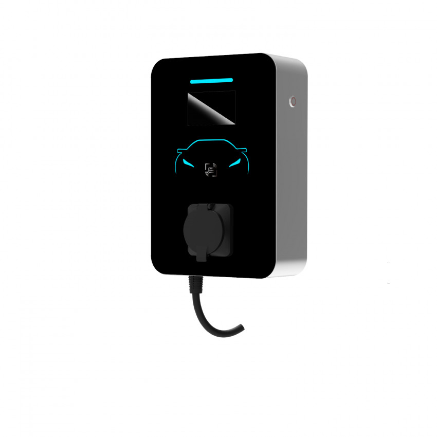 Caricabatterie Per Auto Elettriche A Casa Carica Ev Con Luci Di Cavo Di Tipo 2 Accese Fotografia - Foto 2