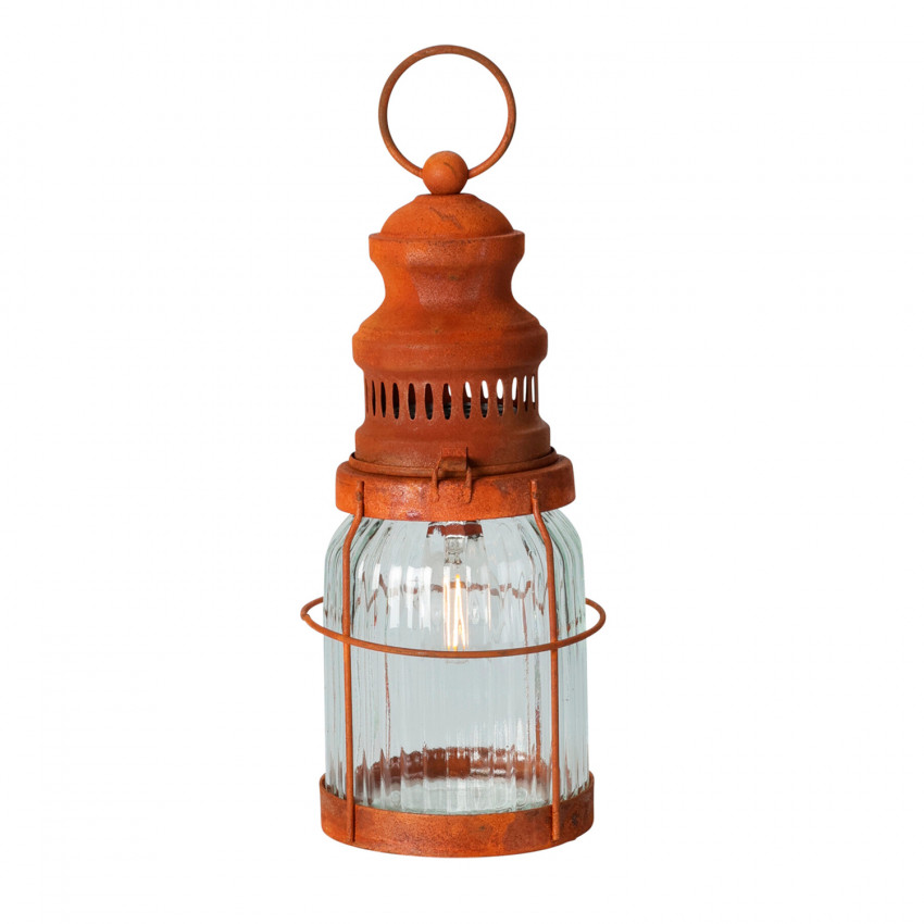 Lampada da Tavolo LED Metallo Lanterna Rusty
