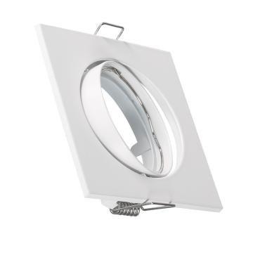 Portafaretto Downlight Quadrato Basculante per Lampadina LED GU10 / GU5.3 Foro Ø 72 mm Bianco