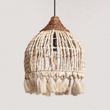 Lampada a Sospensione Rattan e Ramia Kempo Buki ILUZZIA Bianco