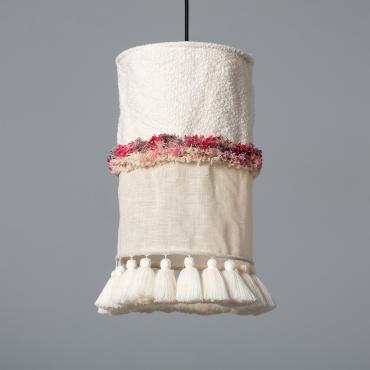 Lampada a Sospensione Metallo e Cotone Haida Bianco Rotto