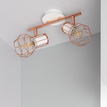 Lampada da Soffitto Orientabile in Metallo 2 Faretti Lada Rame