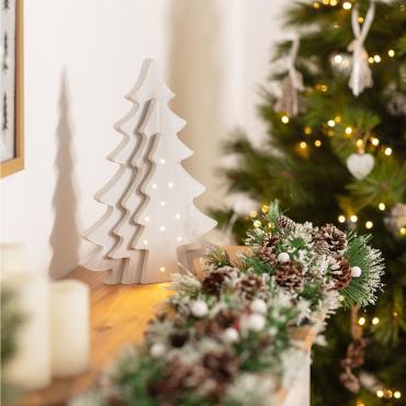 Albero di Natale LED Legno a Pile Kolm Bianco