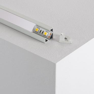 Profilo in Alluminio Piano per Angoli 1m Striscia LED fino a 10 mm Coperchio Traslucido