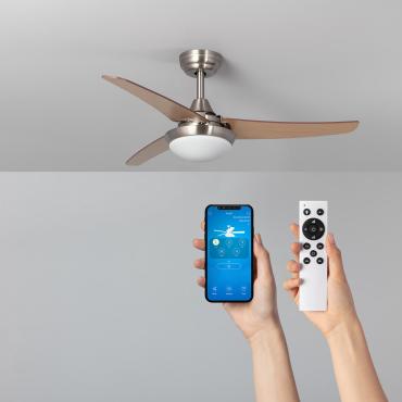 Ventilatore da Soffitto Silenzioso Neil Legno 107cm Motore DC Wi-Fi Argento