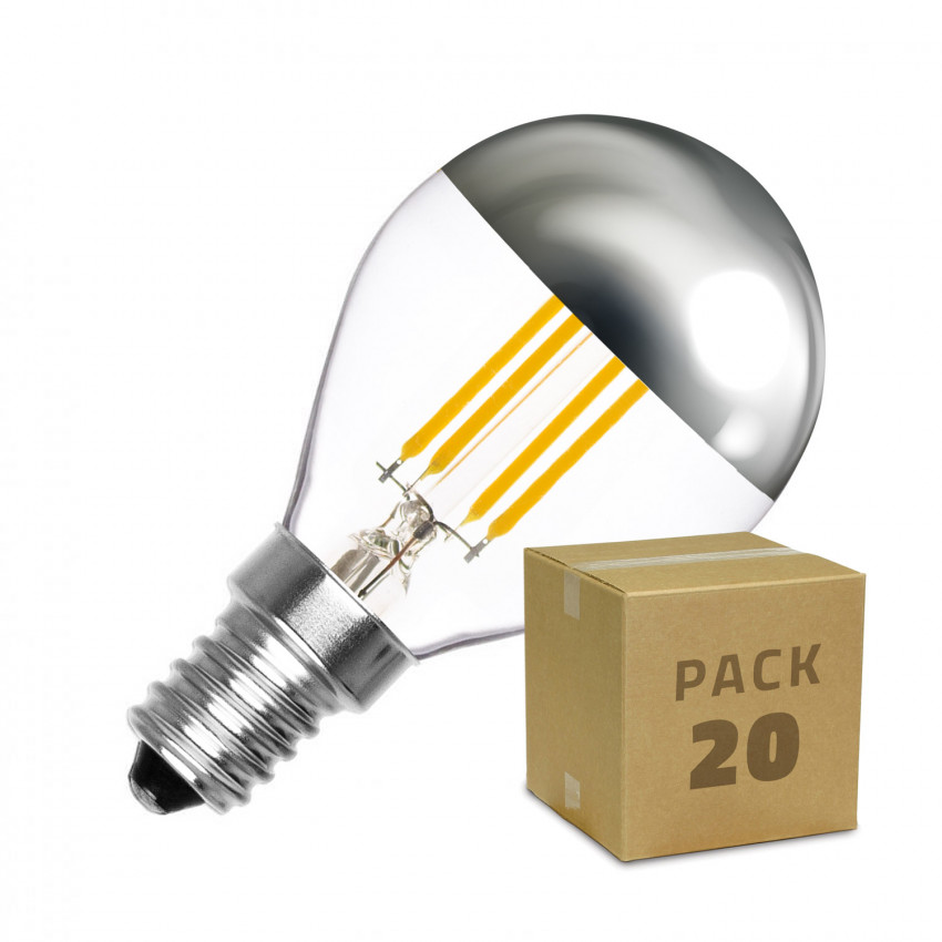 Zestaw 20 Żarówek LED E14 Ściemnialnych Filament Reflect G45 3.5W
