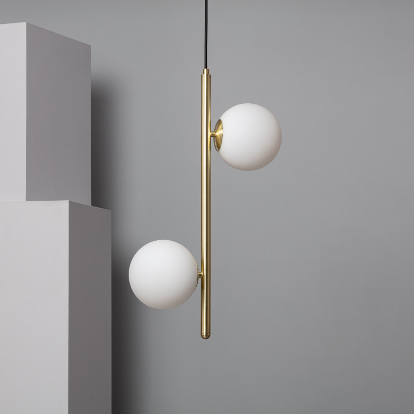 Lampa Wisząca z Metalu i Szkła Moonlight Podwójna 