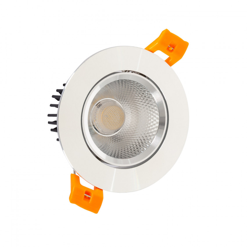 Oczko Downlight LED 7W COB Nastawne Okrągłe Srebrne Średnica Wycięcia Ø 70 mm Anti Flicker