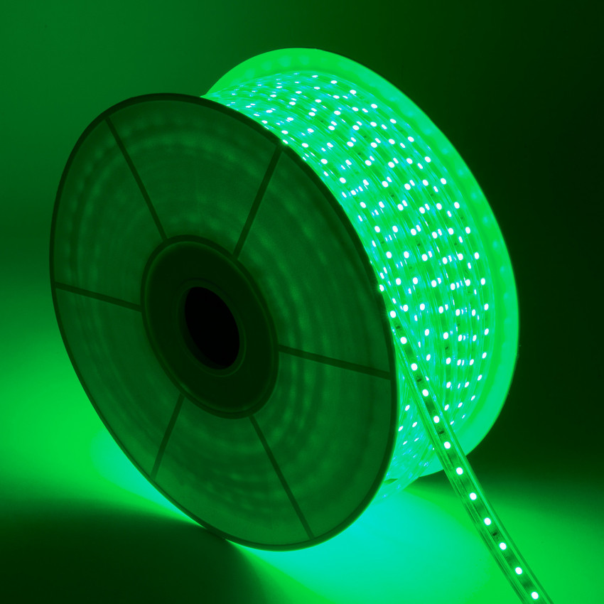 Szpula Taśmy LED Ściemnialnej 220V AC 60 LED/m 50m Zielonej IP65 Szerokość 14mm Cięcie co 100cm