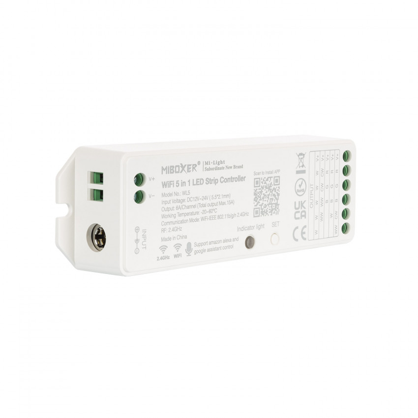 Sterownik Ściemniacz LED WiFi 5 w 1 do Taśmy LED Jednokolorowej/CCT/RGB/RGBW/RGBW/RGBWW 12/24V DC MiBoxer